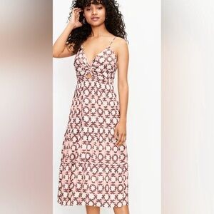 LOFT sunwashed floral twist tiered midi